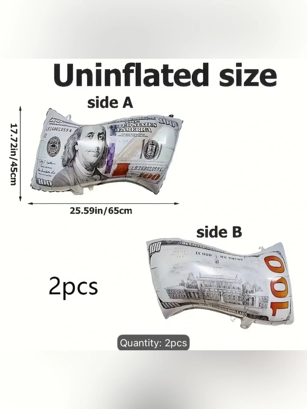 2- Pack Of 100 DOLLAR BALLOONS